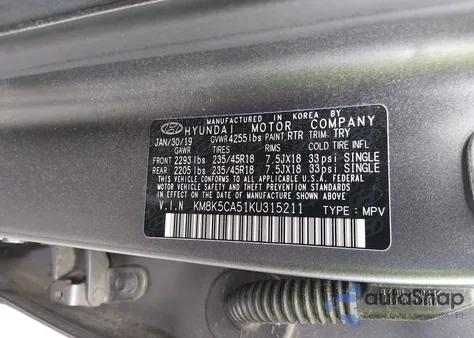 2019 Hyundai Kona Iron Man from USA, damaged, VIN KM8K5CA51KU315211